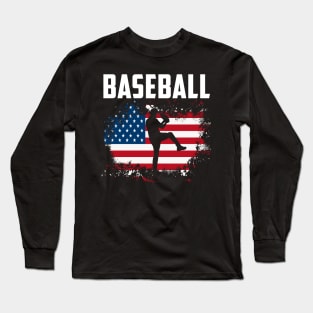 American Flag Baseball Team Gift Long Sleeve T-Shirt